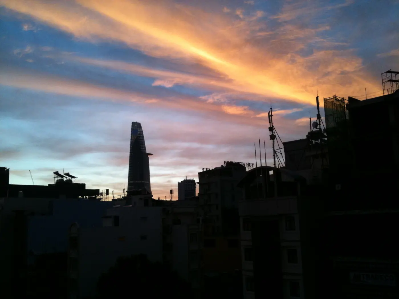 Ho Chi Minh City skyline silhouetted just before sunrise